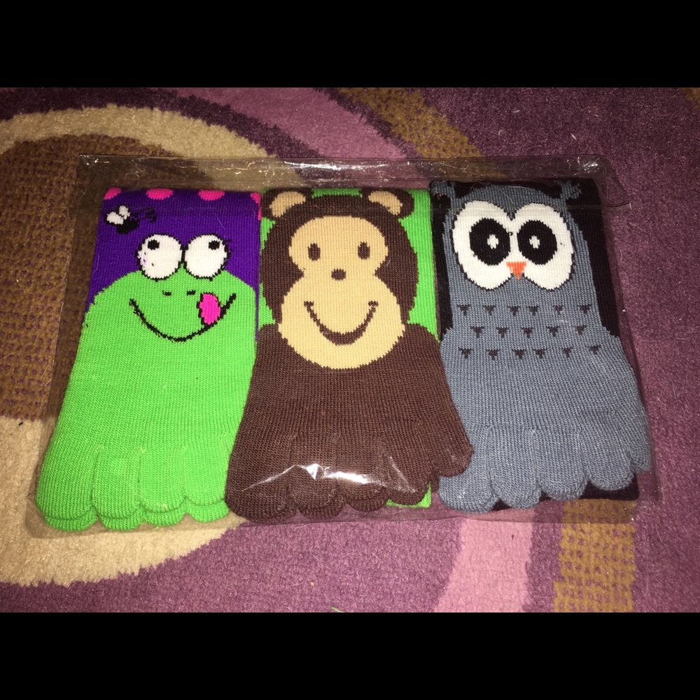 Set of 3 Long Animal Toe Socks